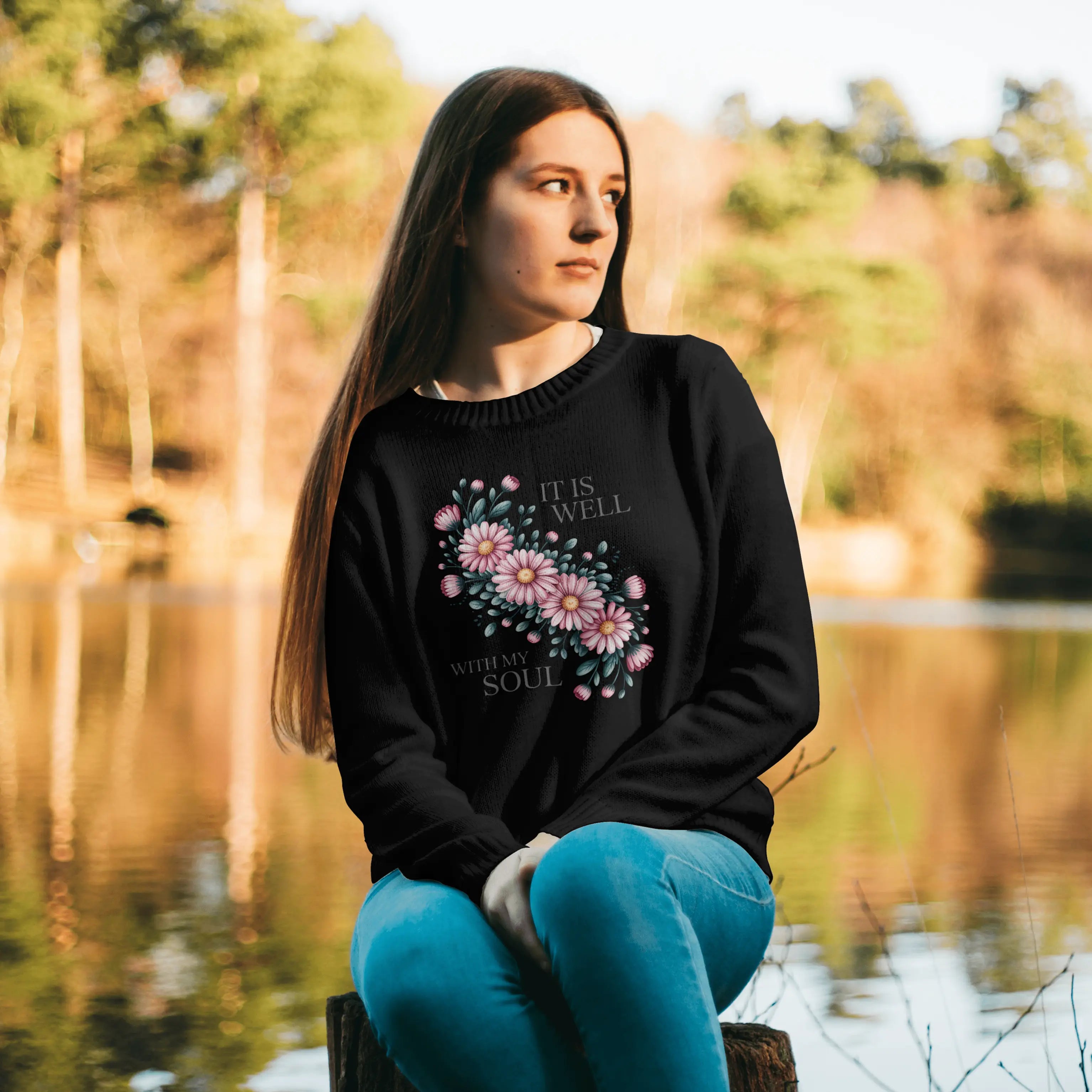 It is Well with My Soul Floral Graphic Sweatshirt DuoCreationZ