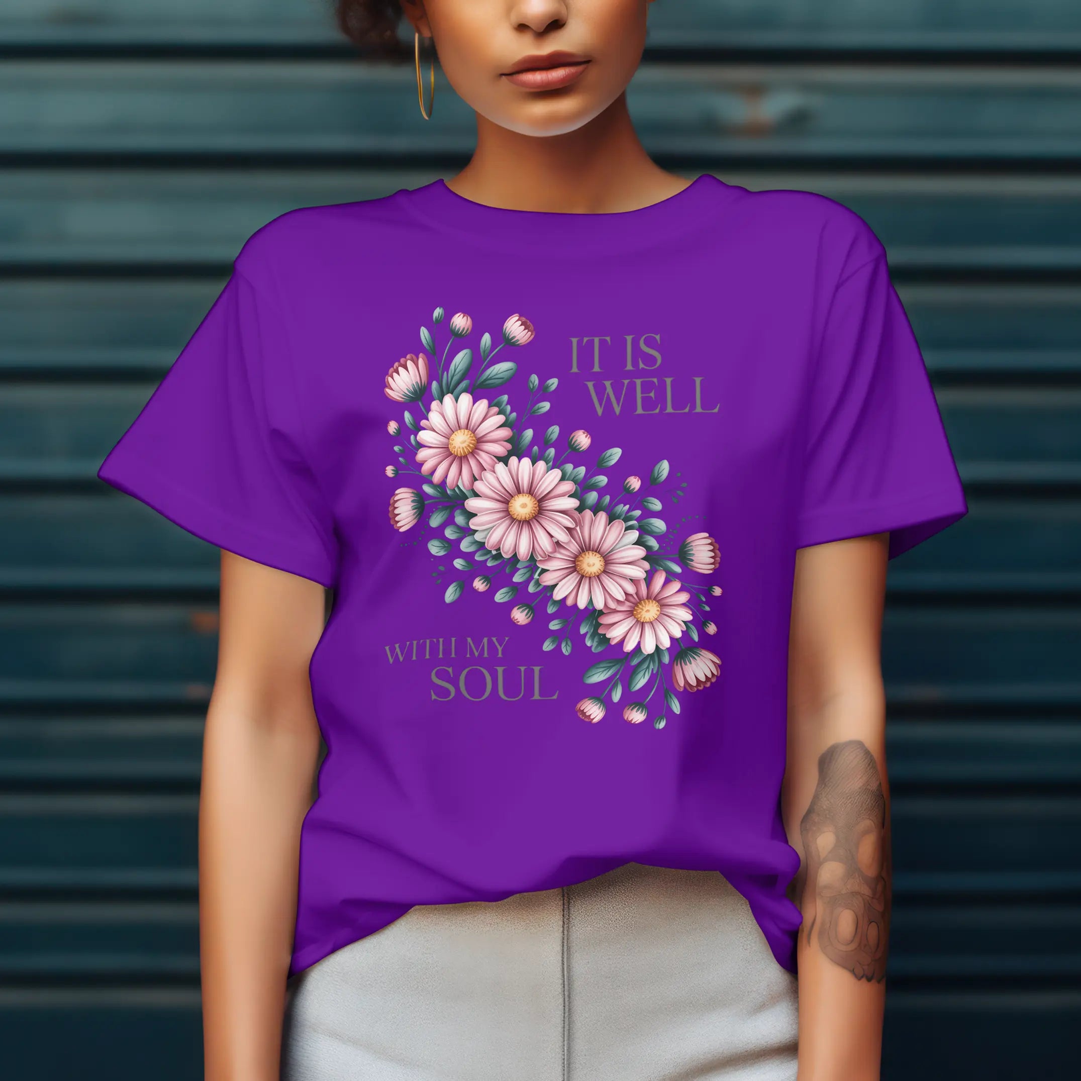 It is Well with My Soul Floral Graphic T Shirt DuoCreationZ