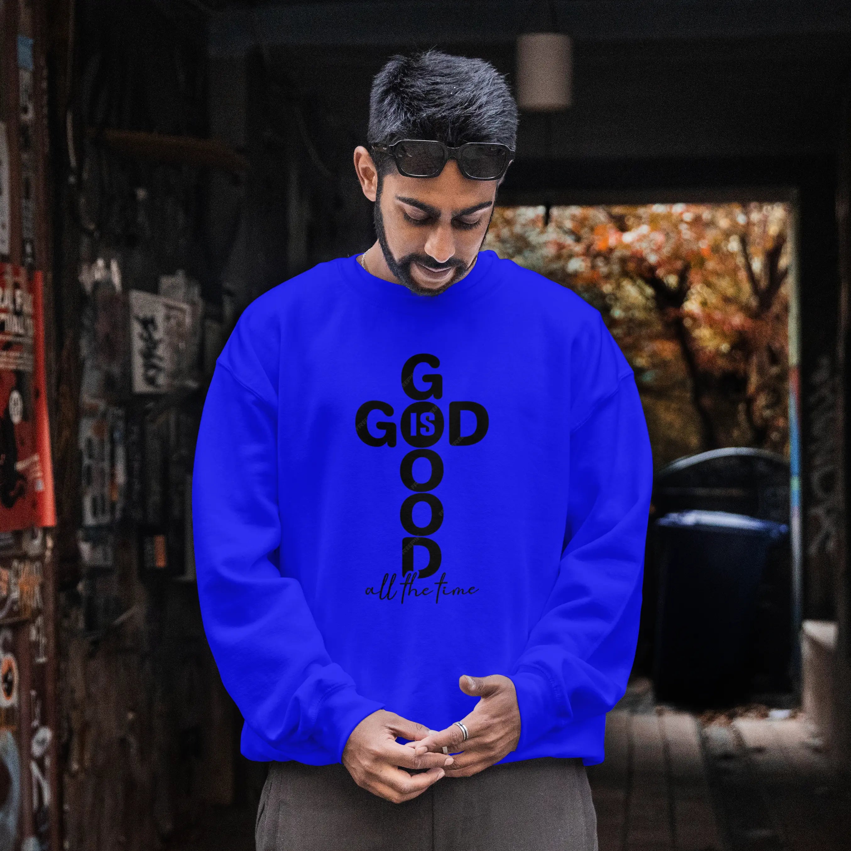 God Is Good Christian Cross sweatshirt, DuoCreationZ