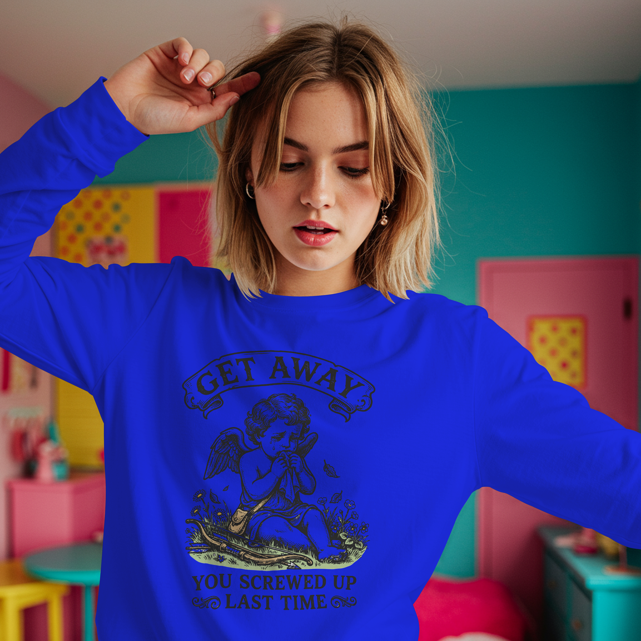 Get Away Cupid Girl Funny Anti Valentines Day Sweatshirt