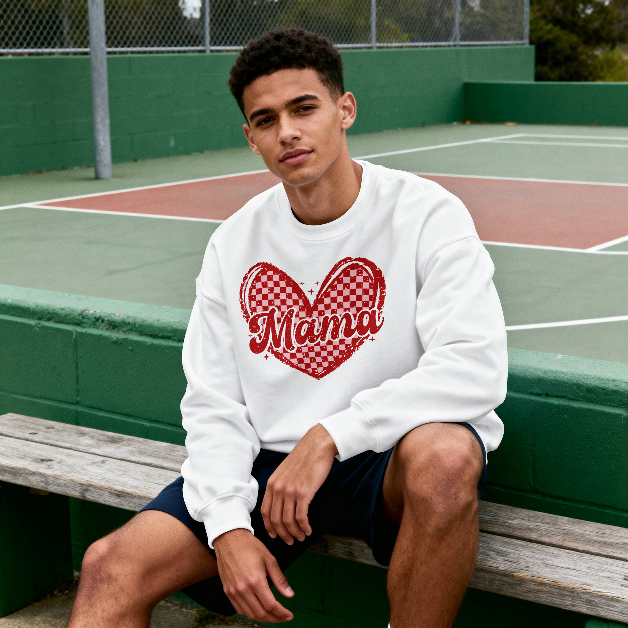 Mama Checkered Varsity Mom Women Mother's Day Sweat Shirt