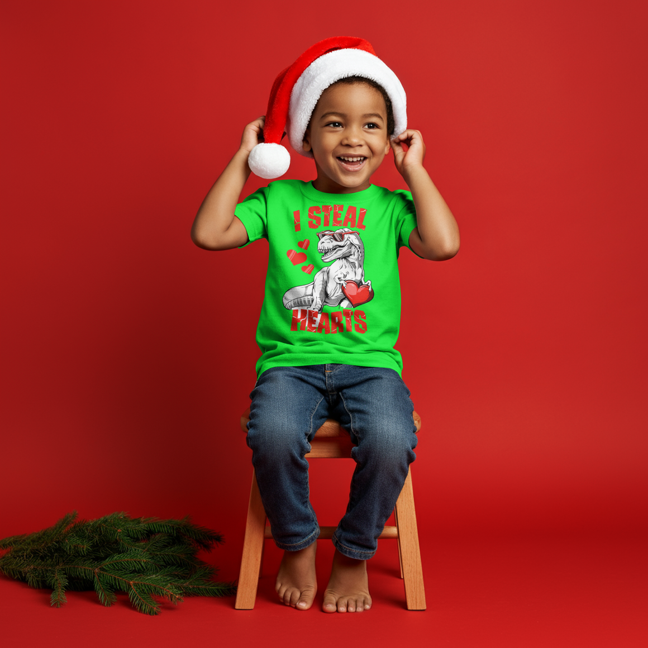 Valentines Day Dinosaur I Steal Hearts Boys Men Love T rex T-Shirt