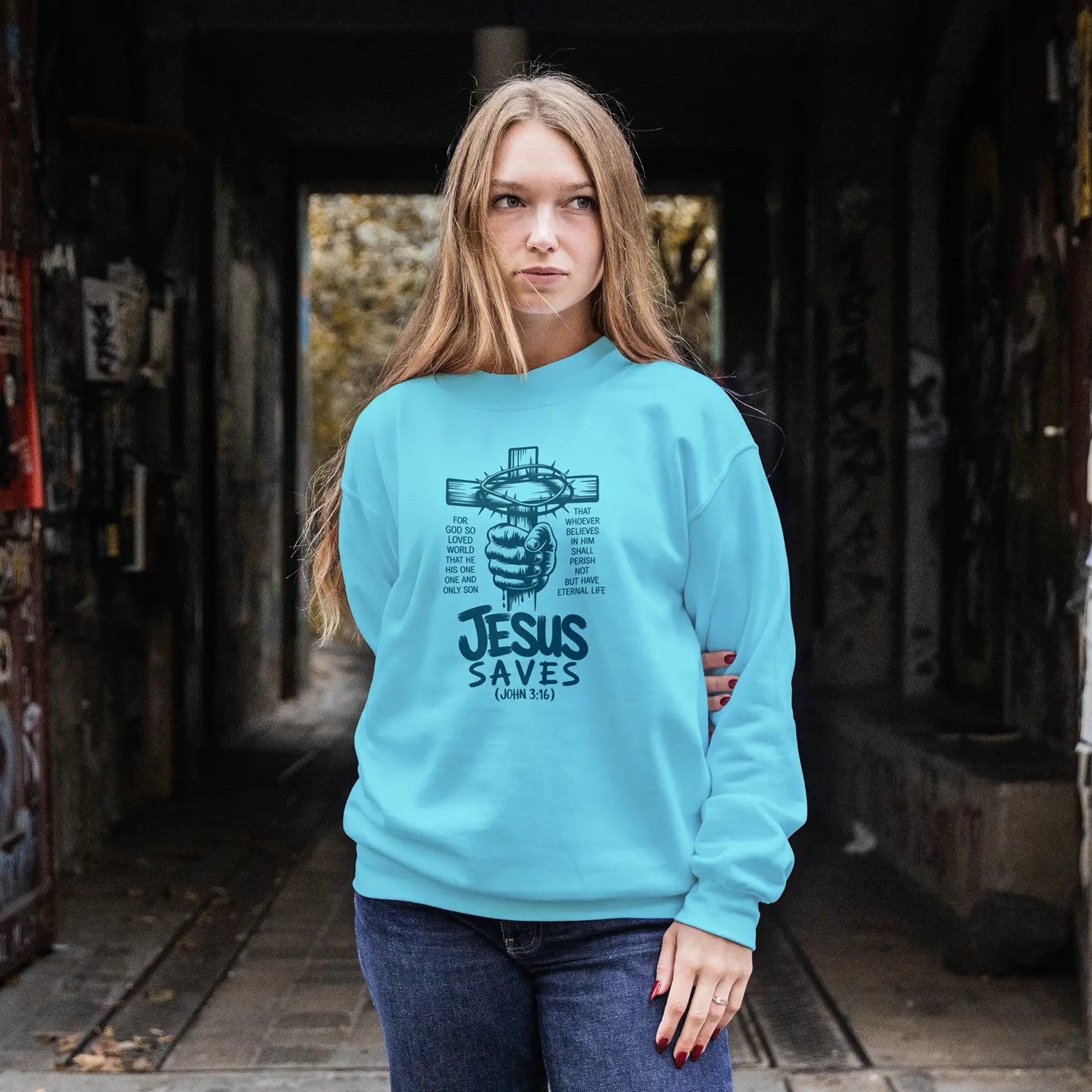 Jesus saves John 3:16 sweatshirt DuoCreationZ