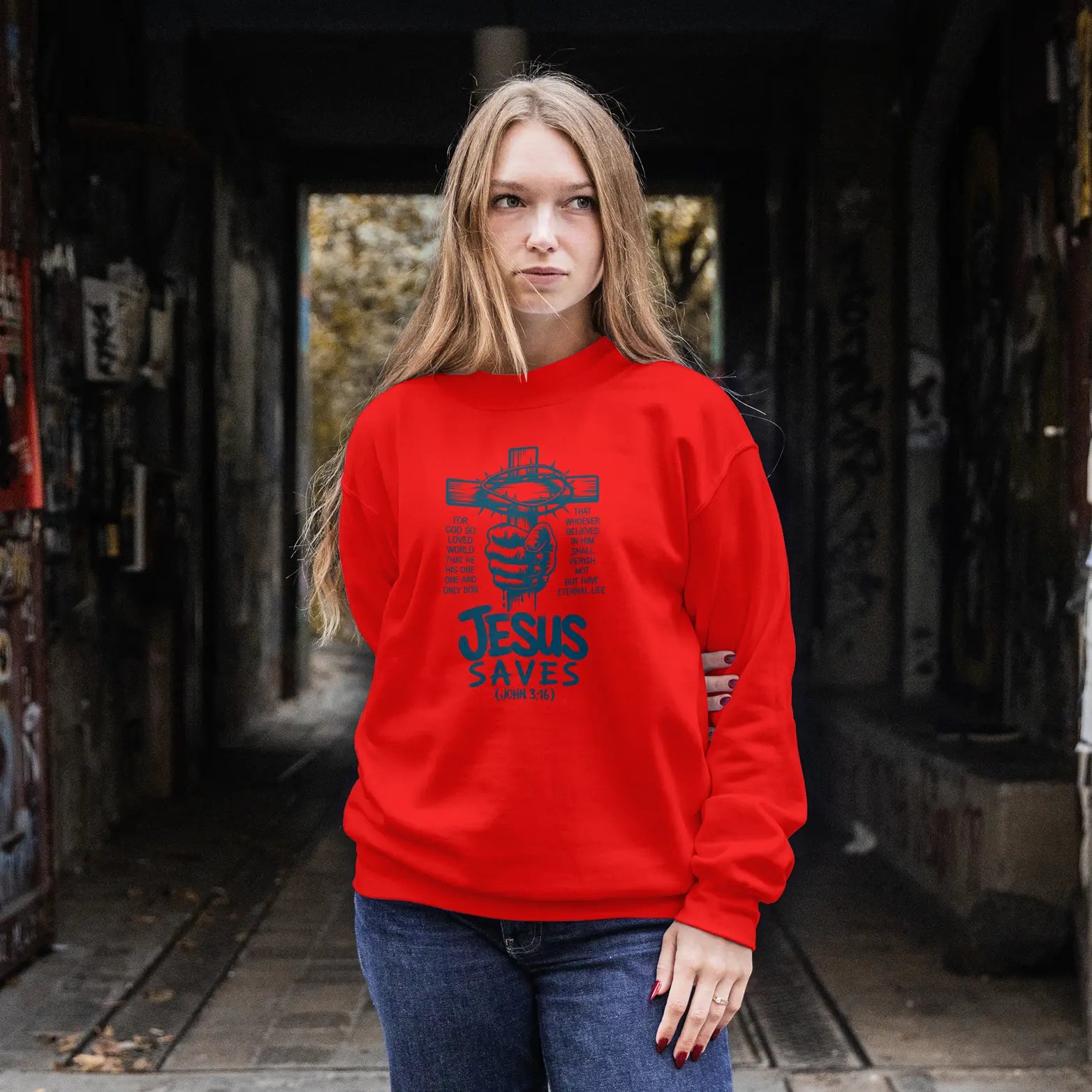 Jesus saves John 3:16 sweatshirt DuoCreationZ