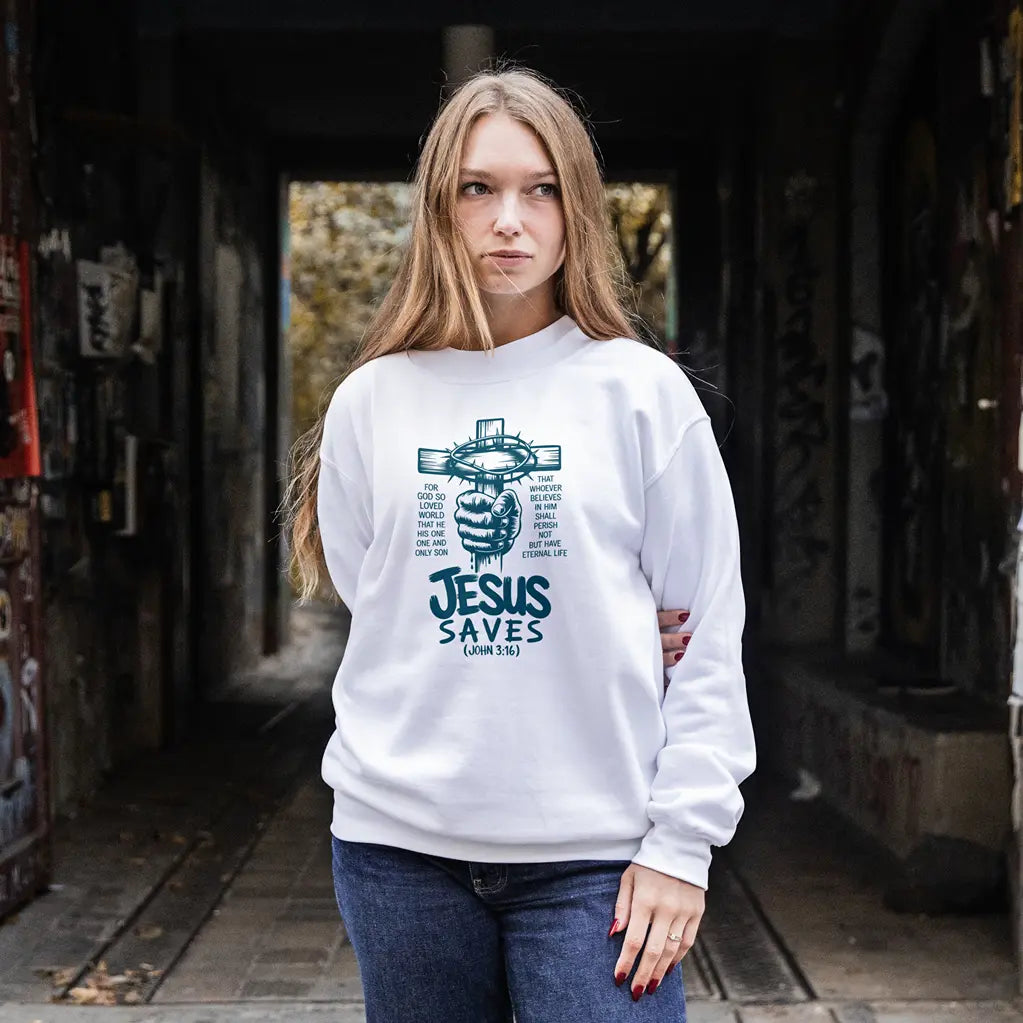 Jesus saves John 3:16 sweatshirt DuoCreationZ