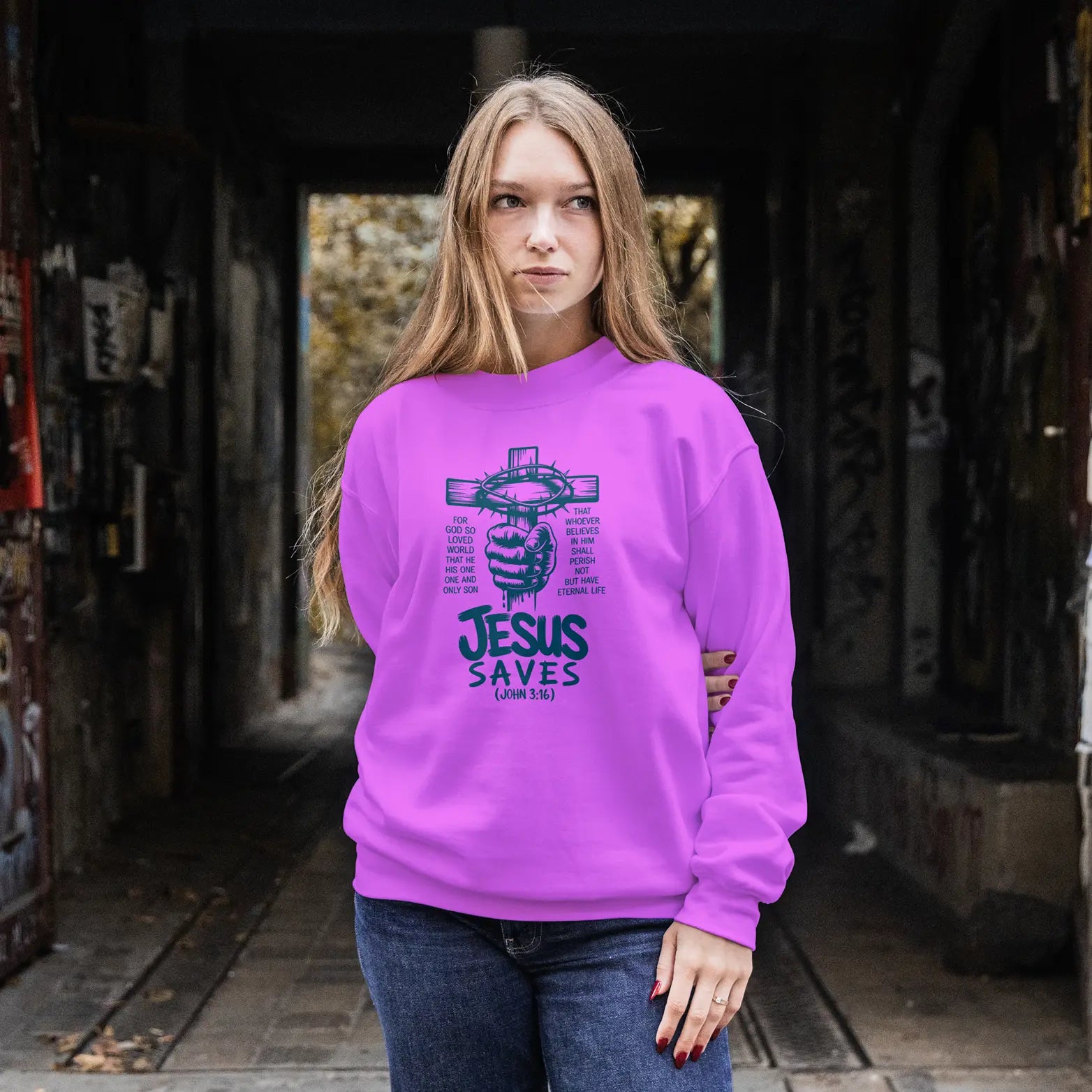 Jesus saves John 3:16 sweatshirt DuoCreationZ