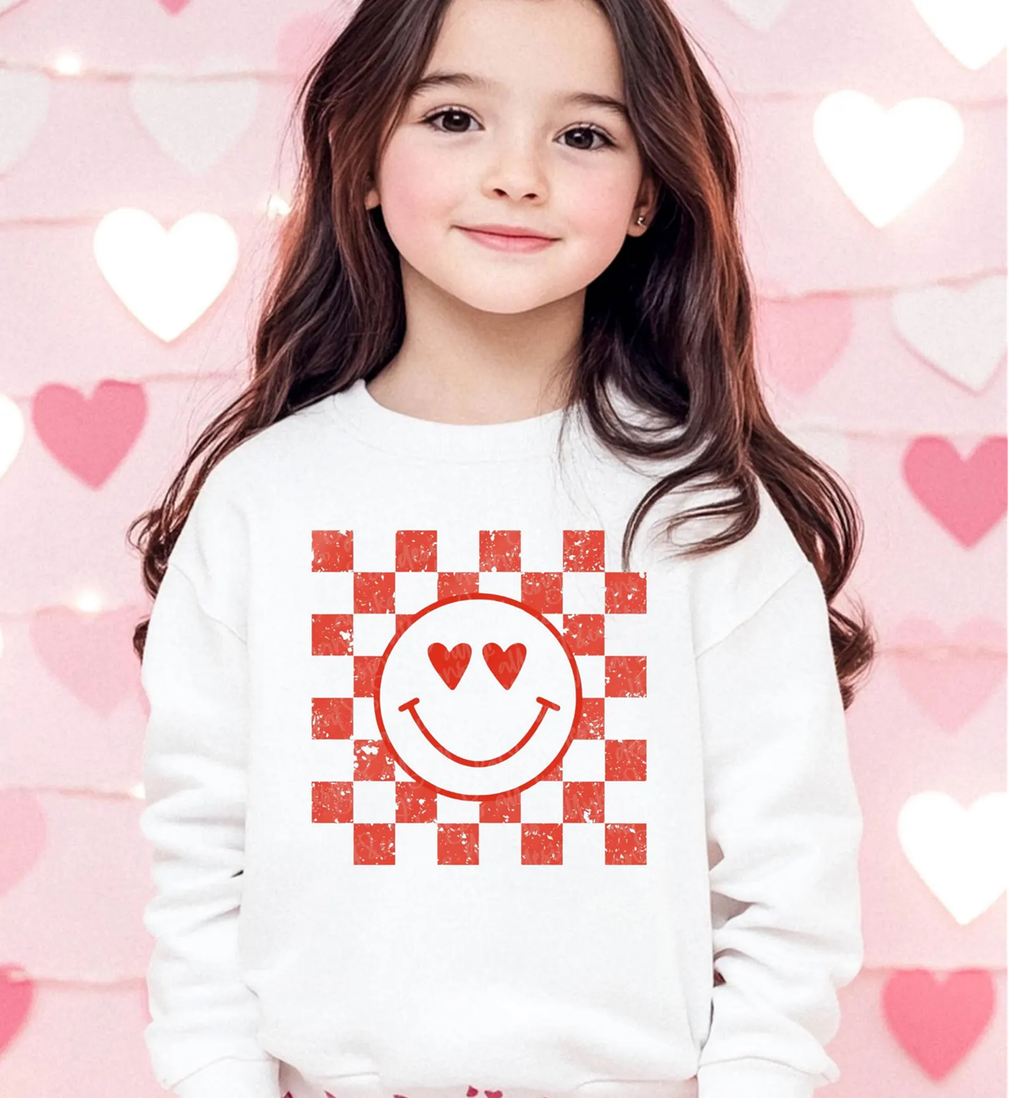 Kids Valentine's Day Shirt, Heart Shirt, Girls Valentine Shirt, Checkered Happy Face Toddler Boy, Retro Smile Shirt, Youth Valentine Gift